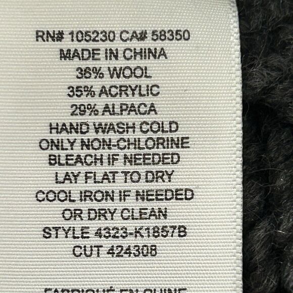 Joie Sweater Size M/L Black Wool Alpaca Blend Open Front Cardigan Fringe Long - Picture 6 of 6